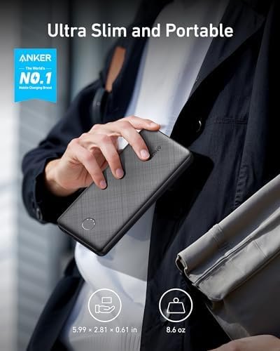 Anker Power Bank (PowerCore 10K), Compact 10,000mAh Battery Pack with PowerIQ Charging Technology and USB-C for iPhone, iPad, Samsung Galaxy, Pixel, and More - Image 2