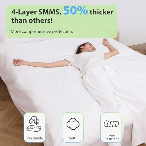 2 Pack Disposable Bed Sheets for Hotel, Portable Bedspread, Disposable Bedding Set with 2 Bed Sheet 2 Quilt Cover and 4 Pillowcase for Travel - Image 4