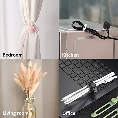 [20Park]UMUST Silicone Cable Ties,Reusable Cable Management Organizer, Multipurpose Elastic Cord Organizer for Bundling and Fastening Cable Cords Wires(black,white,pink,green) - Image 6