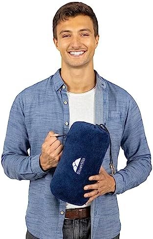 BlueHills Travel Blanket Pillow Rolled Premium Soft Plush Airplane Throw Traveling Essential Gift Compact in a Bag 70 X 48 inches Long Plane Flight Portable Lightweight Navy Blue R04 - Image 6