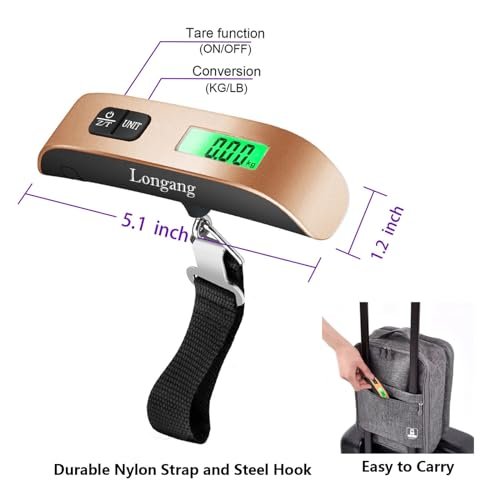 Digital Hanging Luggage Scale with Backlit for Travel, Portable Handheld Suitcase Weight Scale with Hook, 110 Pounds, Battery Included - Image 5