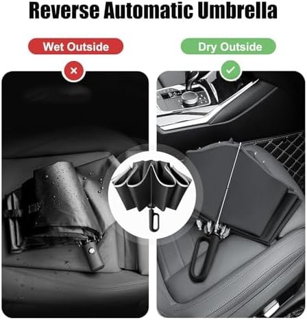 Ring Buckle Umbrella, Reflective Safety Strip, Sturdy Windproof, Reverse Automatic Umbrella, Ring Buckle Fully Automatic Umbrella, Travel Portable, Compact Folding Travel Umbrella (Black) - Image 7