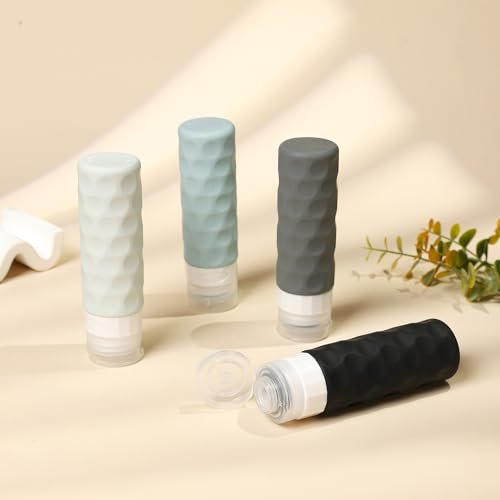 Travel Bottles for Toiletries, 4pcs Tsa Approved 3oz Travel Size Containers, BPA Free Leak Proof Premium Silicone Travel Bottles, Refillable Liquid Travel Accessories W/Toiletry Bag - Image 6