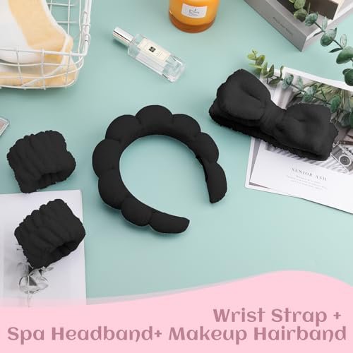 Spa Headbands for Women & Wristband Set,Skincare Headbands for Washing Face,Face Wash Headband for Women,Makeup Headband,Cute Hair Band for Girls,Headband for Skin Care 4 Pcs - Image 6