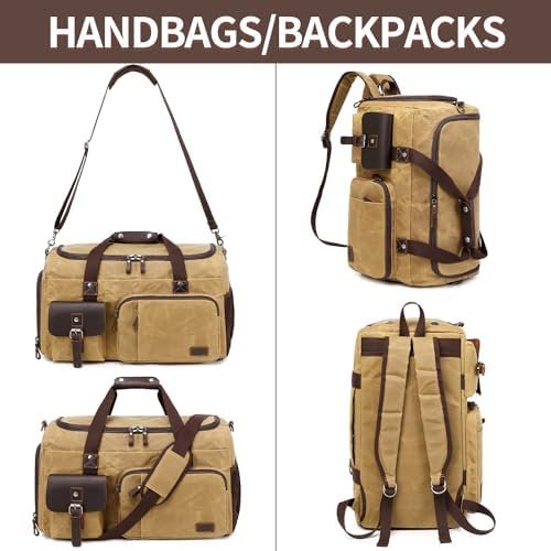 Travel Duffle Bag Weekender Bag with Shoe Compartment Overnight Bag for Men Travel Bag Carry On Lugguage Brown - Image 8