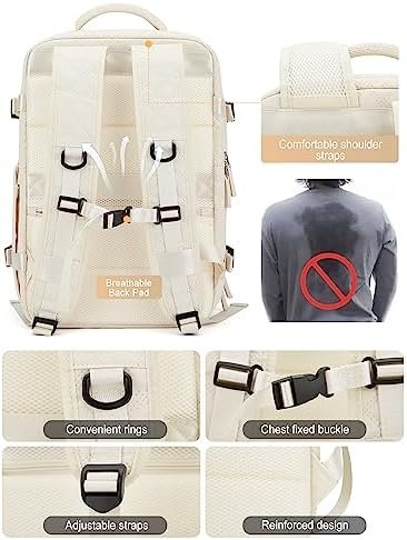 VGCUB Large Travel Backpack for Women Men, Carry on Backpack Airline Approved Gym Backpack Waterproof Business Laptop Daypack, Beige - Image 7