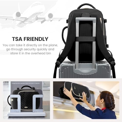 LOVEVOOK Travel Backpack for Women, 15.6in Laptop Backpack TSA Approved Carry on Luggage Personal Item Travel Bag for Business Weekender Hiking, Black-Gray - Image 2