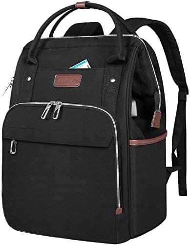 VANKEAN Laptop Backpack for Women Men 15.6-16.2 Inch Stylish Computer Work Backpack, Waterproof College Casual Daypack Business Travel Backpacks with USB Port & RFID Blocking, Black