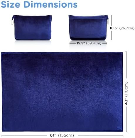 ATsense Travel Blanket Pillow, Premium 2 in 1 Soft Airplane Blanket Compact with Bag Pillowcase, Hand Luggage Sleeve and Backpack Clip - Travel Essentials for Long Trips, Flying and Car, Navy Blue - Image 6