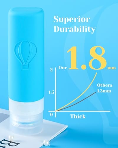 Upgraded Travel Bottles for Toiletries Triple Leak-Proof Thickened Body Travel Essentials, Includes 5 x 3oz(90ml) Travel Bottles Waterproof Zipper Tsa Approved Toiletry Bag 2 Sets of Label - Image 4