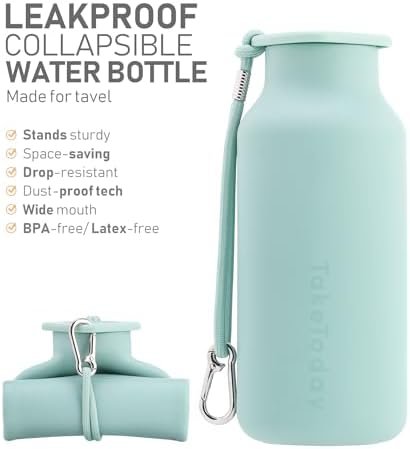 Collapsible Water Bottles 20 oz, Leak Proof, BPA Free Foldable Silicone Travel Water Bottle Cups for Taveling, Outdoors, On the go, Sage Green - Image 3