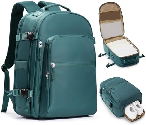 coofay Travel Backpack Carry on Flight Approved Mochila De Viaje Personal Item Travel Bag Large Backpack for Travel Personal Item Bag 18x14x8 Backpacks for Men Women Peacock Blue