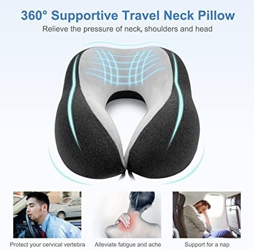 Travel Pillow - Memory Foam Cervical Neck Pillow for Adults, Kids, Children, Convenient & Portable U Shaped Pillows, Airplane Pillow for Home, Office, Camping, Travelling, Sleeping (Black) - Image 4