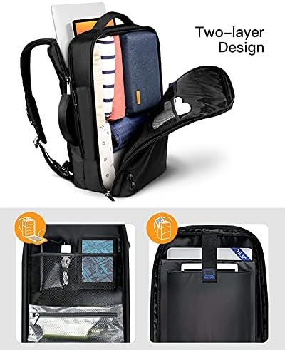 Inateck 40 L Travel Backpack,Carry On Laptop Backpack for Flight Approved,Business Travel Cabin Hand Luggage Fit 17 Inch Laptop, with Rain Cover for Men Women - Black - Image 3