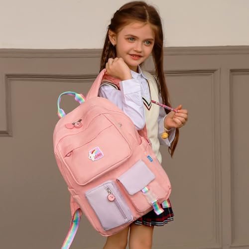 AUOBAG Backpacks for Girls Cute Backpack Suitable for Kids Aged 6-8 With CSPC Report to Send Pendant (Pink) - Image 2