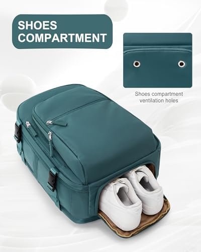 coofay Travel Backpack Carry on Flight Approved Mochila De Viaje Personal Item Travel Bag Large Backpack for Travel Personal Item Bag 18x14x8 Backpacks for Men Women Peacock Blue - Image 8