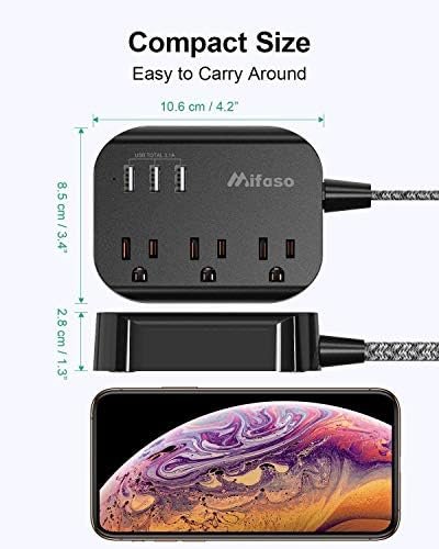 Cruise Ship Essentials - Power Strip with USB, Mountable Flat Plug Power Strip with 3 Outlets 3 USB Ports(Smart 3.1A), 5ft Braided Extension Cord, Compact for Cruise Ship, Travel, Home, Dorm - Image 5