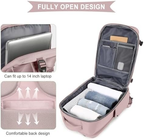 coowoz Large Travel Backpack For Women Men,Carry On Backpack,Hiking Backpack Waterproof Outdoor Sports Rucksack Casual Daypack travel essentials(Pink Purple) - Image 5