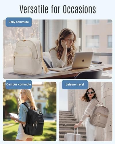 LIGHT FLIGHT Travel Backpack for Women, 15.6" Stylish Laptop Backpack, Computer Bags for College, Work, Daily, Anti Theft Water Resistant Casual Daypack with USB Port, Black - Image 2