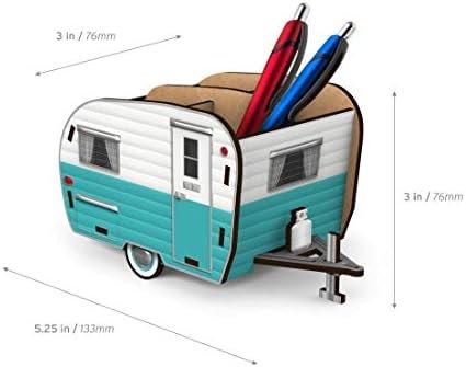 Genuine Fred HAPPY CAMPER Vintage Camper Pencil Holder, White and Blue, Retro Desk Organizer- Great Gift for Coworkers and Travel Enthusiasts - Functional Desk & Cubicle Accessory - Image 2