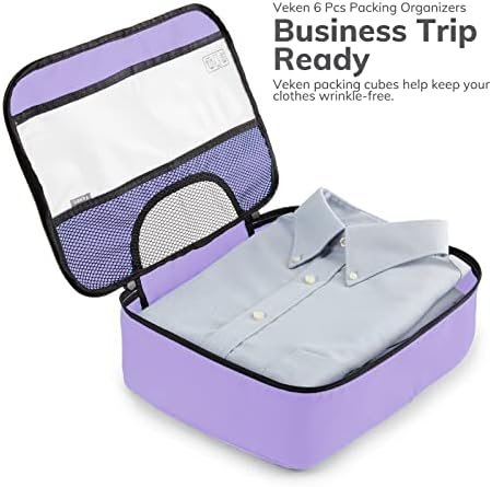 Veken 6 Set Packing Cubes for Suitcases, Travel Organizer Bags for Carry on Luggage, Suitcase Organizer Bags Set for Travel Essentials Travel Accessories in 4 Sizes(Extra Large, Large, Medium, Small) - Image 9