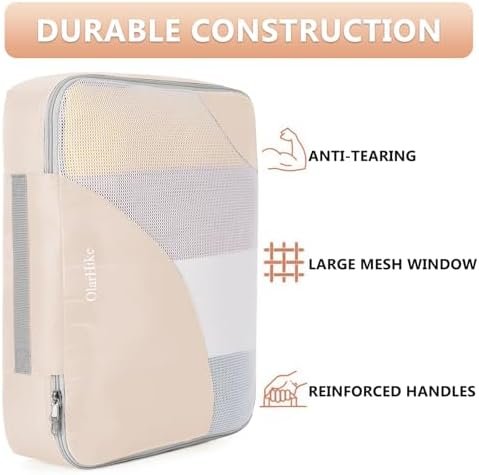8 Pieces Packing Cubes for Travel, Sturdy Suitcase Organizer in 4 Sizes (Extra Large, Large, Medium, Small), OlarHike Luggage Cubes with Toiletry Bag, Travel Essentials, Cruise Ship Gifts for Women - Image 3