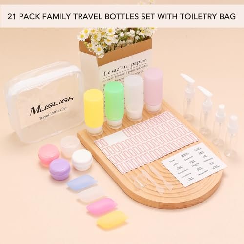 Muslish 21 Pack Leak Proof Silicone Travel Bottles Set, TSA Approved Containers for Toiletries, Travel Size Accessories and Shampoo Conditioner Bottles with Toiletry Bag (BPA Free) - Image 7