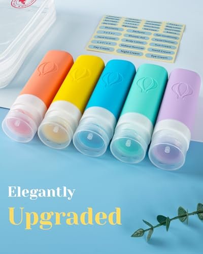 Upgraded Travel Bottles for Toiletries Triple Leak-Proof Thickened Body Travel Essentials, Includes 5 x 3oz(90ml) Travel Bottles Waterproof Zipper Tsa Approved Toiletry Bag 2 Sets of Label - Image 7
