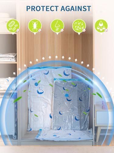 Vacuum Storage Bags with Electric Air Pump, 20 Pack (4 Jumbo, 4 Large, 4 Medium, 4 Small, 4 Roll Up Bags) Space Saving Bag for Clothes, Mattress, Blanket, Duvets, Pillows, Comforters,Travel - Image 8
