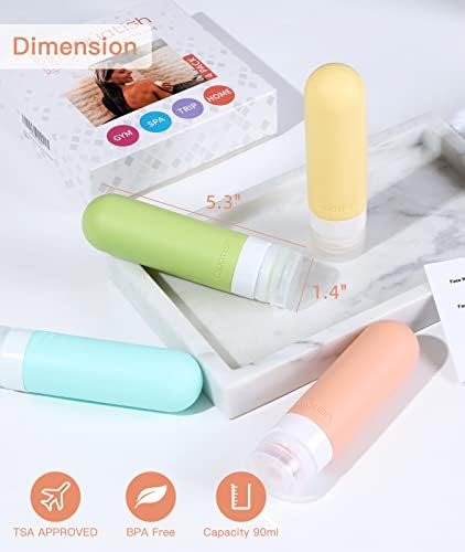 Quatish Travel Bottles for Toiletries【Original Patented】, 3 oz Tsa Approved Leak Proof Travel Size Containers, Silicone Shampoo and Conditioner Bottles, 4 Pack Travel Size Bottles, Multi-Color - Image 6