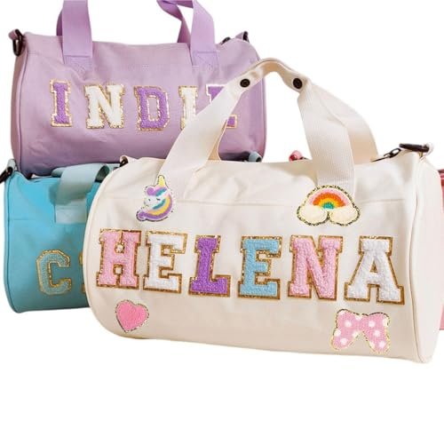 Personalized Dance Ballet Bag Girls Boy, Toddler Kid Cute Travel Duffel Bag, Sport Duffle Bag, Gym Bag, Cheerleader Bag, Weekender Overnight Bag Gift, Chenille Letter Name