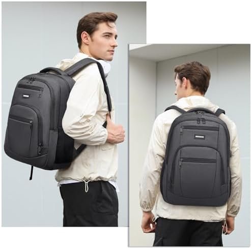 Backpack for Men and Women, School Backpacks for Teens Boys, 15.6 inch Computer Laptop Bag Waterproof College Back Pack with Charger for Work Business Travel (Black) - Image 6