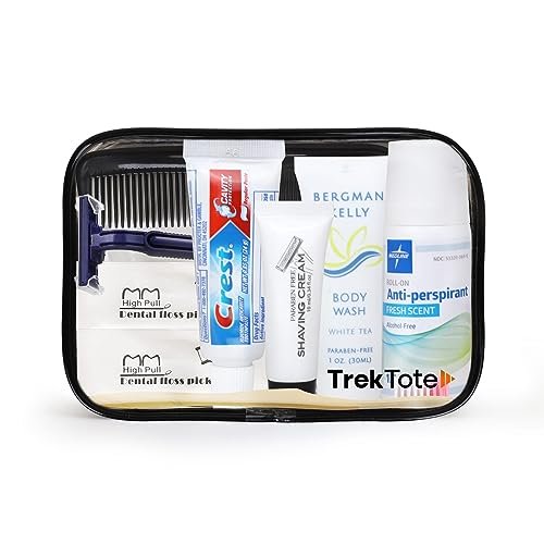 TrekTote 10-Piece unisex Premium Travel Toiletry Convenience Kit - Includes Toiletries. TSA-Approved Travel Hygiene Kit.
