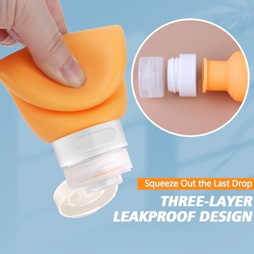 Travel Bottles for Toiletries, Travel essentials BPA Free Leak Proof Tubs Refillable Liquid Accessories with Toiletry Bag for Cometic Shampoo and Lotion Soap 4 Pack (3.3oz) - Image 5