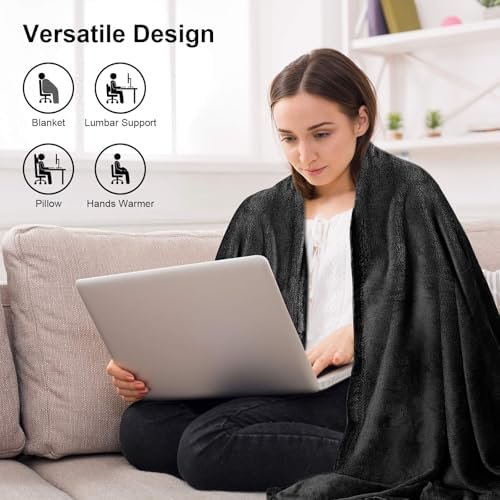 DAWNTREES 70"x40" Travel Blanket and Pillow Set,Large Extra Long Travel Blanket Airplane,Soft,Airplane Essential,Car, Long-Distance Travel, and Outdoor Camping - Image 6