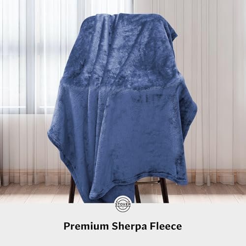STOVER 2-in-1 Combo Airplane Travel Blanket & Pillow Bag- Lightweight, Compact, Packable, Warm Premium Fleece Set for Long Flights- w/Luggage Sleeve & Backpack Clip- for Men, Women & Families (Blue) - Image 5