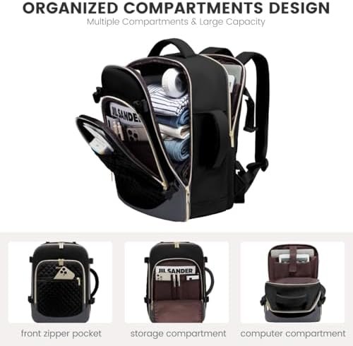 LOVEVOOK Travel Backpack for Women, 15.6in Laptop Backpack TSA Approved Carry on Luggage Personal Item Travel Bag for Business Weekender Hiking, Black-Gray - Image 4
