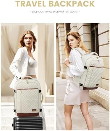 LOVEVOOK Travel Backpack for Women, Carry on Backpack for Airplanes,TSA Personal Item Travel Bag fits 15.6" Laptop,Travel Essentials Carry On Bag Flight Approved with 3 Packing Cubes - Image 6