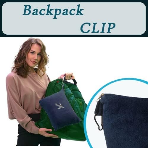 BlueHills Travel Blanket Pillow in Mini Soft Case Premium Plush Airplane Blanket in Soft Bag Compact Pack with Luggage Belt and Backpack Clip Long Flights Essentials Traveling Plane - Navy Blue M04 - Image 6