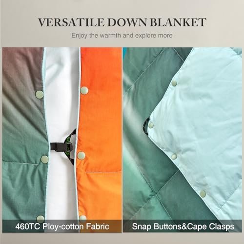 APSMILE Sunset Print Down Throw Blanket | Extra Fluffy & Warm Packable Feathers Down Blanket with Snap Buttons for Bed, Couch, Sofa, Travel, 50x70 Inches - Image 5