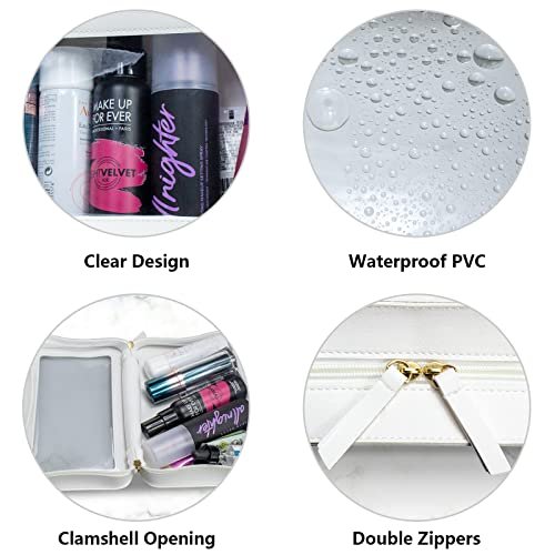 LETGO Clear Makeup Bags, TSA Approved Toiletry Bag with Zipper, Clear Makeup Organizer Fit Carry-on Travel Essentials,Clear Cosmetic Bags for Women Men (C-Beige) - Image 8