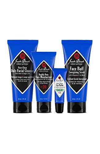 Jack Black Skin Saviors Set – Pure Clean Daily Facial Cleanser, Double-Duty Face Moisturizer SPF 20, Intense Therapy Lip Balm SPF 25 Natural Mint & Shea Butter, & Face Buff Energizing Scrub - Image 2