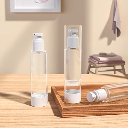 longway 3.4 Oz 100ml Clear Airless Cosmetic Cream Pump Bottle Travel Size Dispenser Refillable Containers for Foundation, Shampoo (Pack of 6) - Image 2