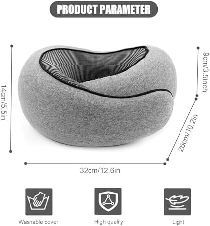 RURING Travel Pillows for Airplanes, Travel Neck Pillow Travel Pillow, Neck Pillow Airplane Memory Foam Travel Pillow 360 Degree Support Stowable Pillows for Airplanes Offices and Cars (Dark Gray) - Image 5