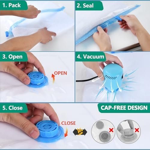 Morecoo Vacuum Seal Bags for Clothing,10 Pack Vacuum Storage Bags (5 Jumbo/5 Large) with Electric Pump,Packing Cubes Compression Space Saver for Comforters,Blankets - Travel Essentials - Image 4