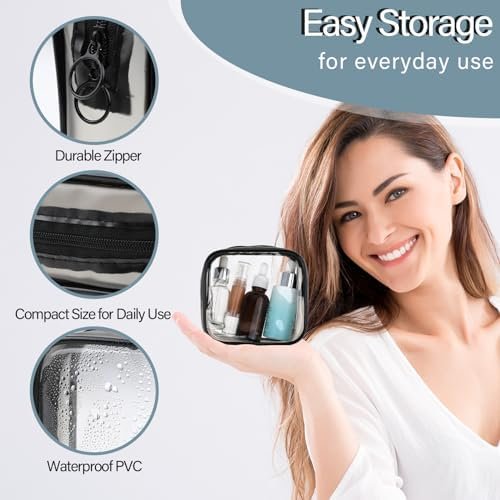 Sliverdew 2 PCS Small Clear Makeup Bags Zipper Pouch Mini Cosmetic Bag White Black Toiletry Bag for Men Purse Essentials Items Women Purse Travel Accessories - Image 3