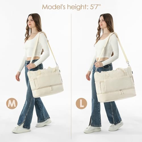 ETRONIK Gym Bag for Women, Personal Item Travel Duffel Bag with Shoes Compartment, Weekender Overnight Bag with Wet Pocket & USB Charging Port, Carry On Bag for Women, Travel, Gym, Weekend (Beige) - Image 8