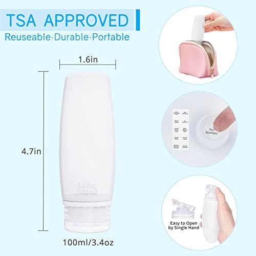 Silicone Travel Bottles for Toiletries TSA Approved Travel Size Containers Set 4 Pack Portable Leak Proof Refillable Cosmetic Squeeze Bottles Shampoo Hair Conditioner Body Lotion Bath Shower Gel - Image 5