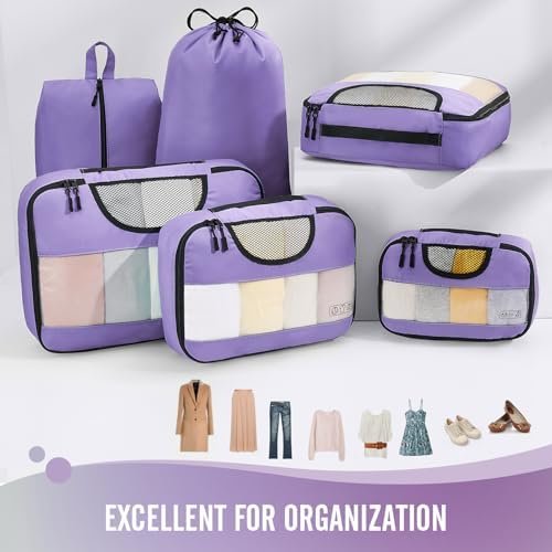 Veken 6 Set Packing Cubes for Suitcases, Travel Organizer Bags for Carry on Luggage, Suitcase Organizer Bags Set for Travel Essentials Travel Accessories in 4 Sizes(Extra Large, Large, Medium, Small) - Image 2