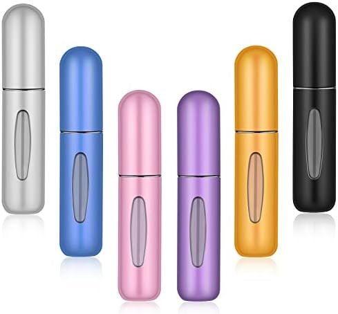 Perfume Travel Refillable Mini Perfume Atomizer Cologne Container Empty Travel Perfume Bottle, Stocking Stuffers for Women Men Small Perfume Spray Bottle for Travel Essentials 6 Pack 5ml/0.2oz